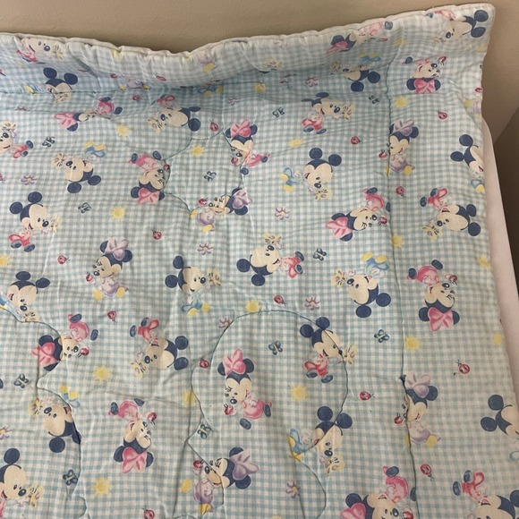 VTG Disney Baby Crib Blanket Comforter Mickey Minnie Flower Butterfly Ladybug - Picture 9 of 15